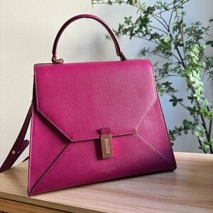 Ted Baker leather top handle bag in magenta